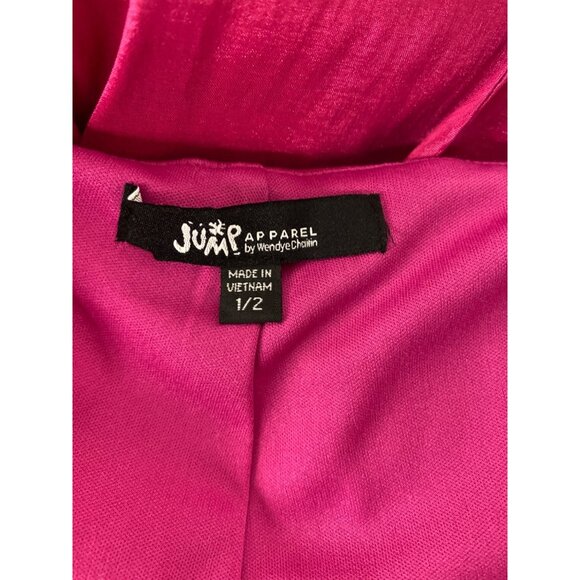 Jump Apparel By Wendye Chalin Fuchsia Satin Mermaid Dress With Back Lace-Up Deta - Picture 10 of 10
